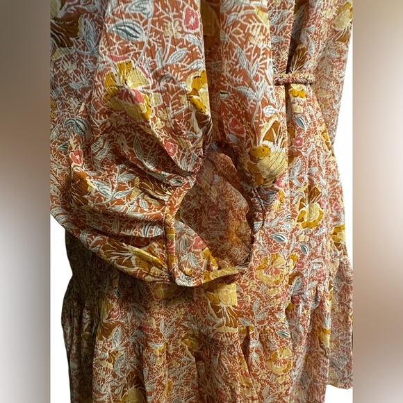 Tallula Kate Metallic Floral Belted Boho Mini Dress Size Small - Picture 5 of 12